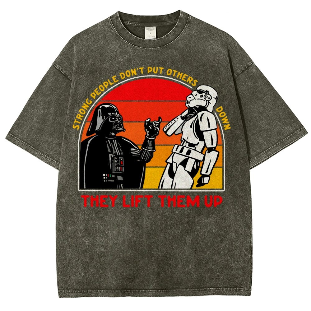 Strong People Graphic Vintage Distressed Washed T-shirt