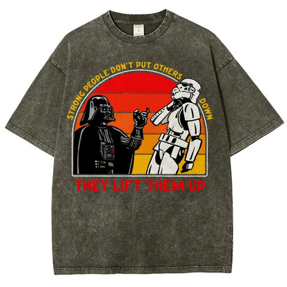 Strong People Graphic Vintage Distressed Washed T-shirt