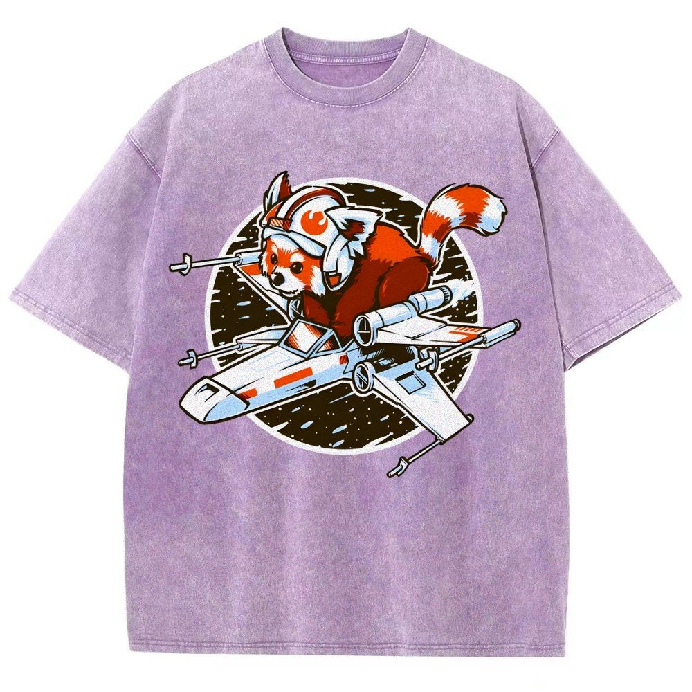Red panda Standing By Vintage Distressed T-shirt
