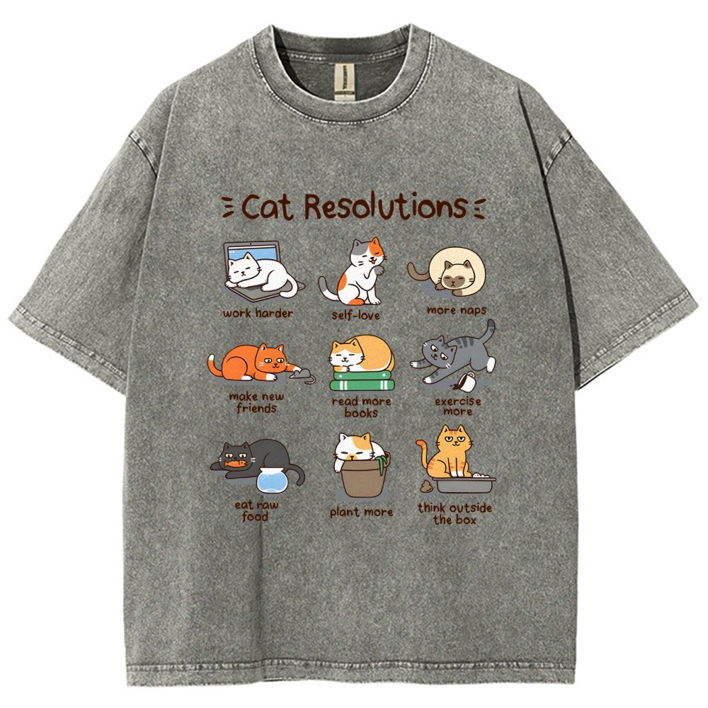 Cat Resolutions Vintage Distressed T-shirt