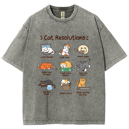 Cat Resolutions Vintage Distressed T-shirt