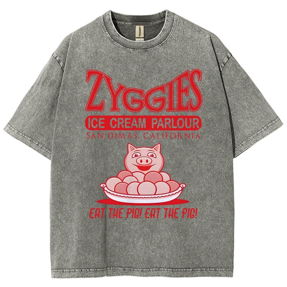 Eat the Pig at Sunny Ice Cream Parlour Ringer Vintage Distressed T-shirt