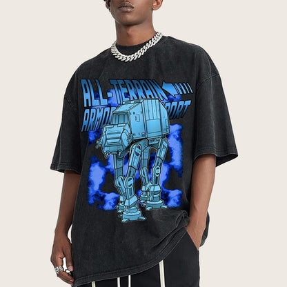 Mega Terrain Mecha Transport Vintage Distressed T-shirt