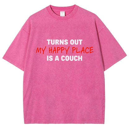 My Happy Place Is A Couch Vintage Distressed T-shirt