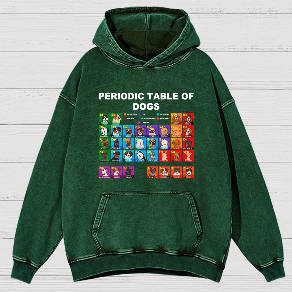 Periodic Table of Dogs  Dog Lover  Funny Science Vintage Distressed Hoodie