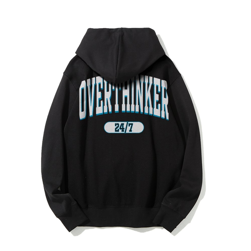 Overthinker All the time Printed Back Cotton Hoodie