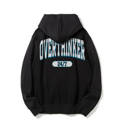 Overthinker All the time Printed Back Cotton Hoodie