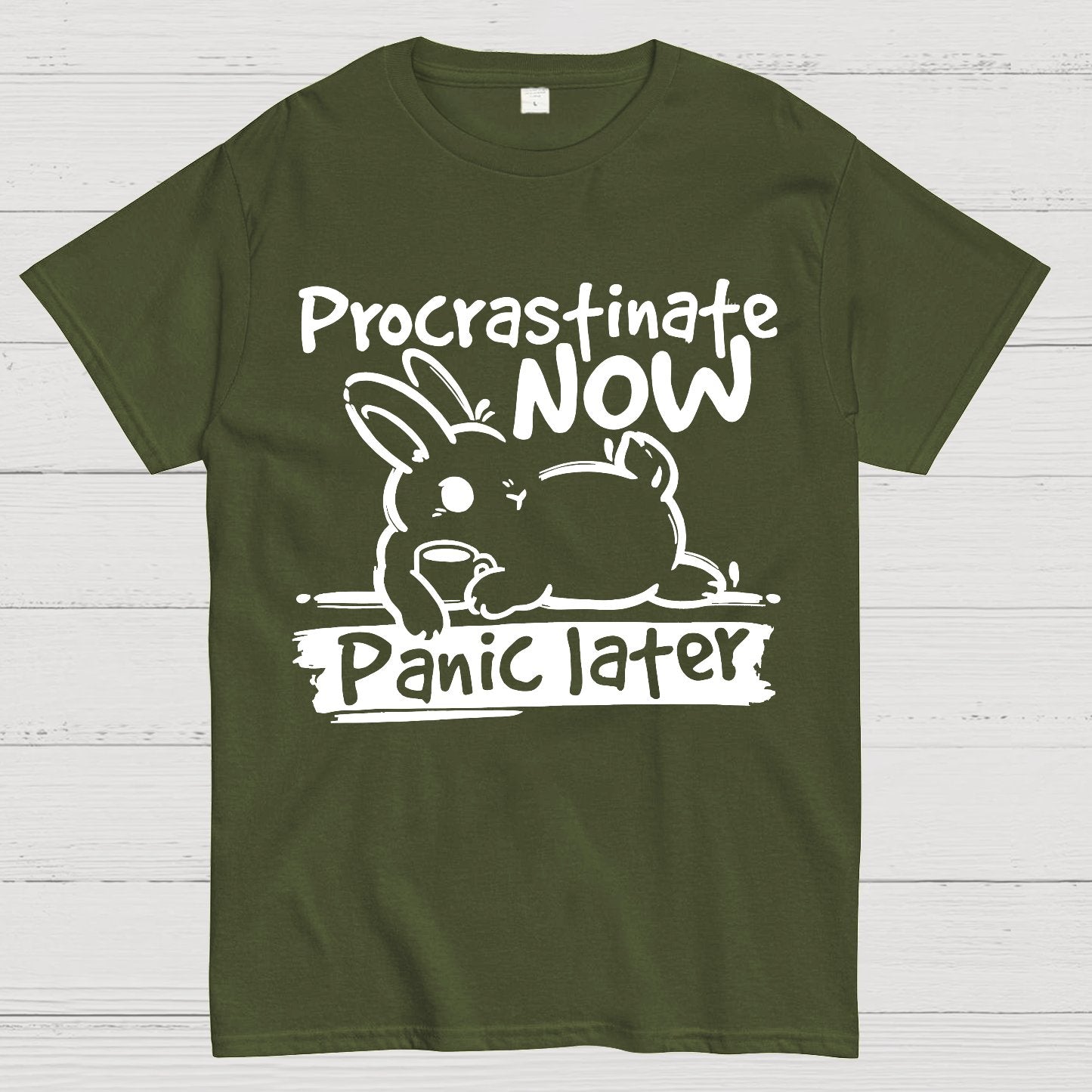 Bunny Procrastinate Now Geek T-Shirt
