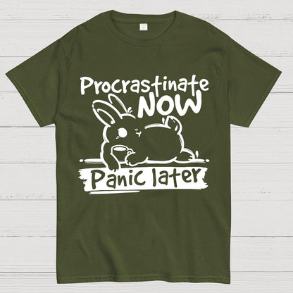 Bunny Procrastinate Now Geek T-Shirt