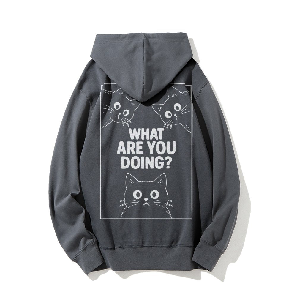 What Are You Doing Printed Back Unisex Cotton Hoodie
