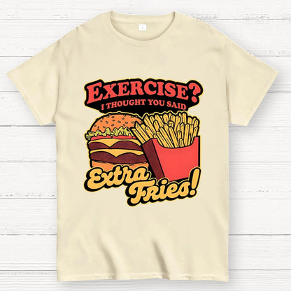 Burger Fries Exercise Geek T-Shirt