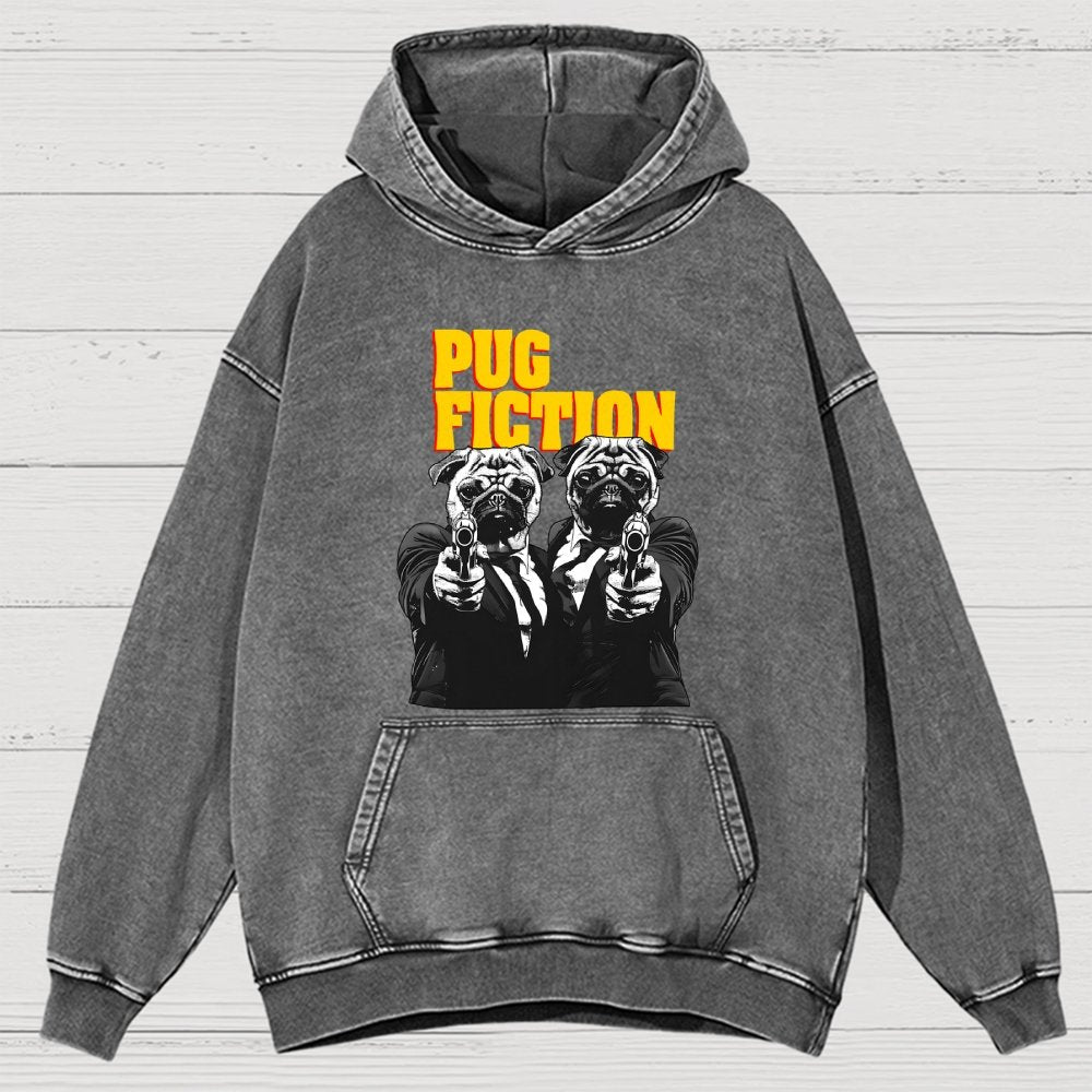 Pug Fiction Vintage Distressed Hoodie