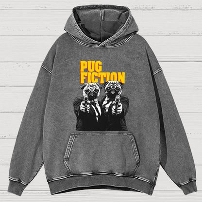 Pug Fiction Vintage Distressed Hoodie