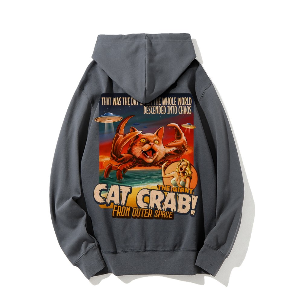 The Giant Cat Crab Geek Printed Back Cotton Hoodie