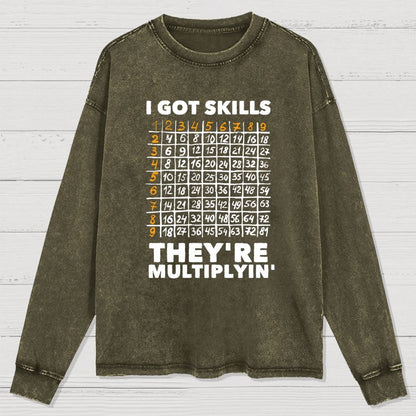 Math Got Skills Multiplying Washed Long Sleeve Tee