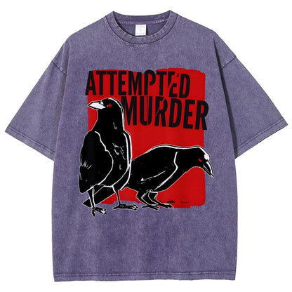 Attempted Murder Crow Vintage Distressed T-shirt