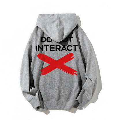 Do Not Interact Printed Back Unisex Cotton Hoodie