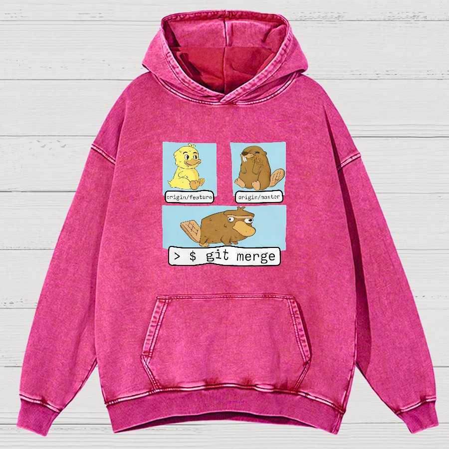 Git Merge Programmer Vintage Distressed Hoodie