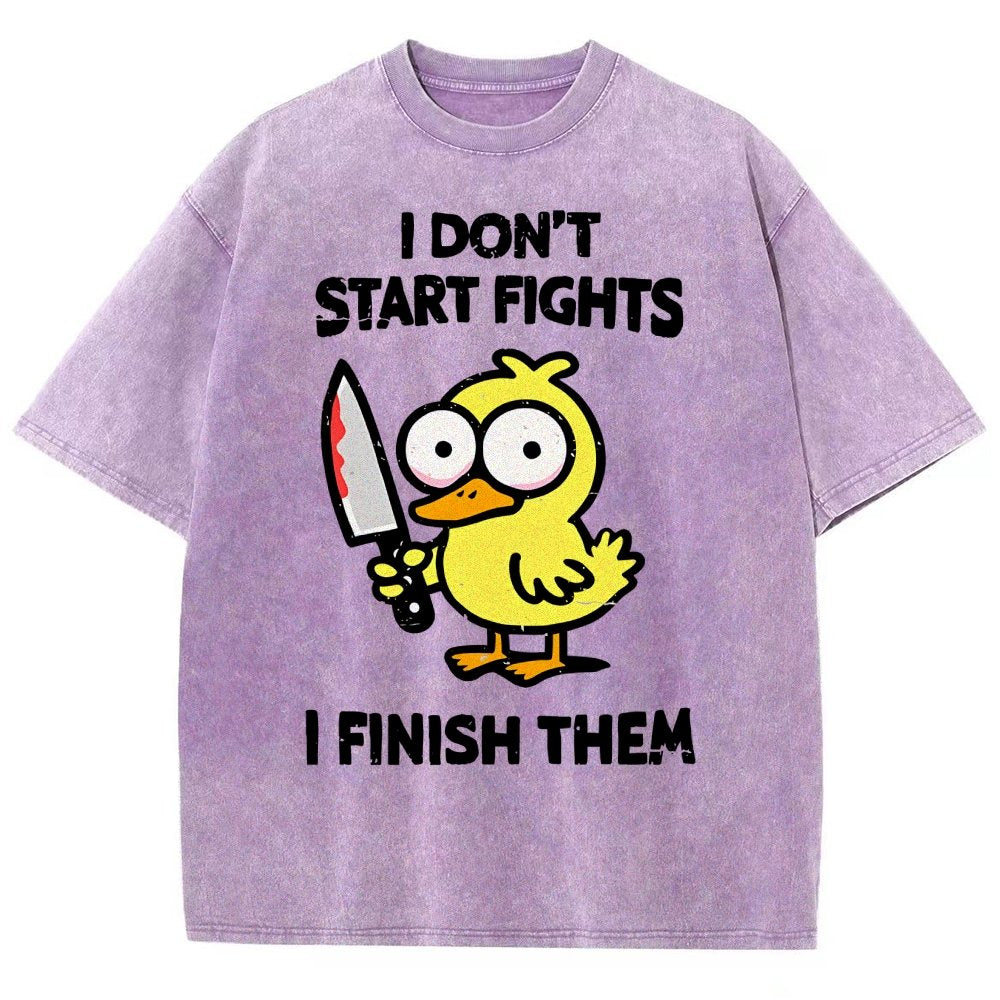 I Don't Start Fights Vintage Distressed T-shirt