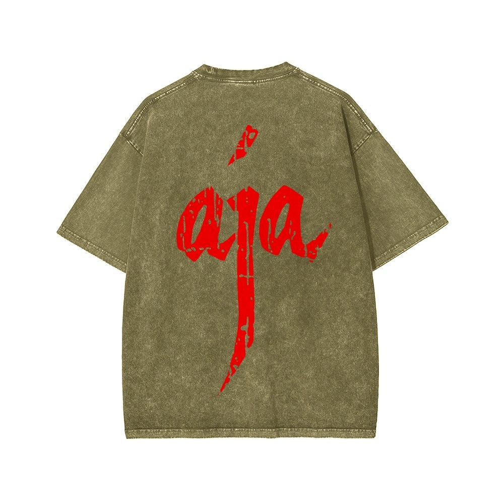 Aja Front And Back Printing Washed T-shirt