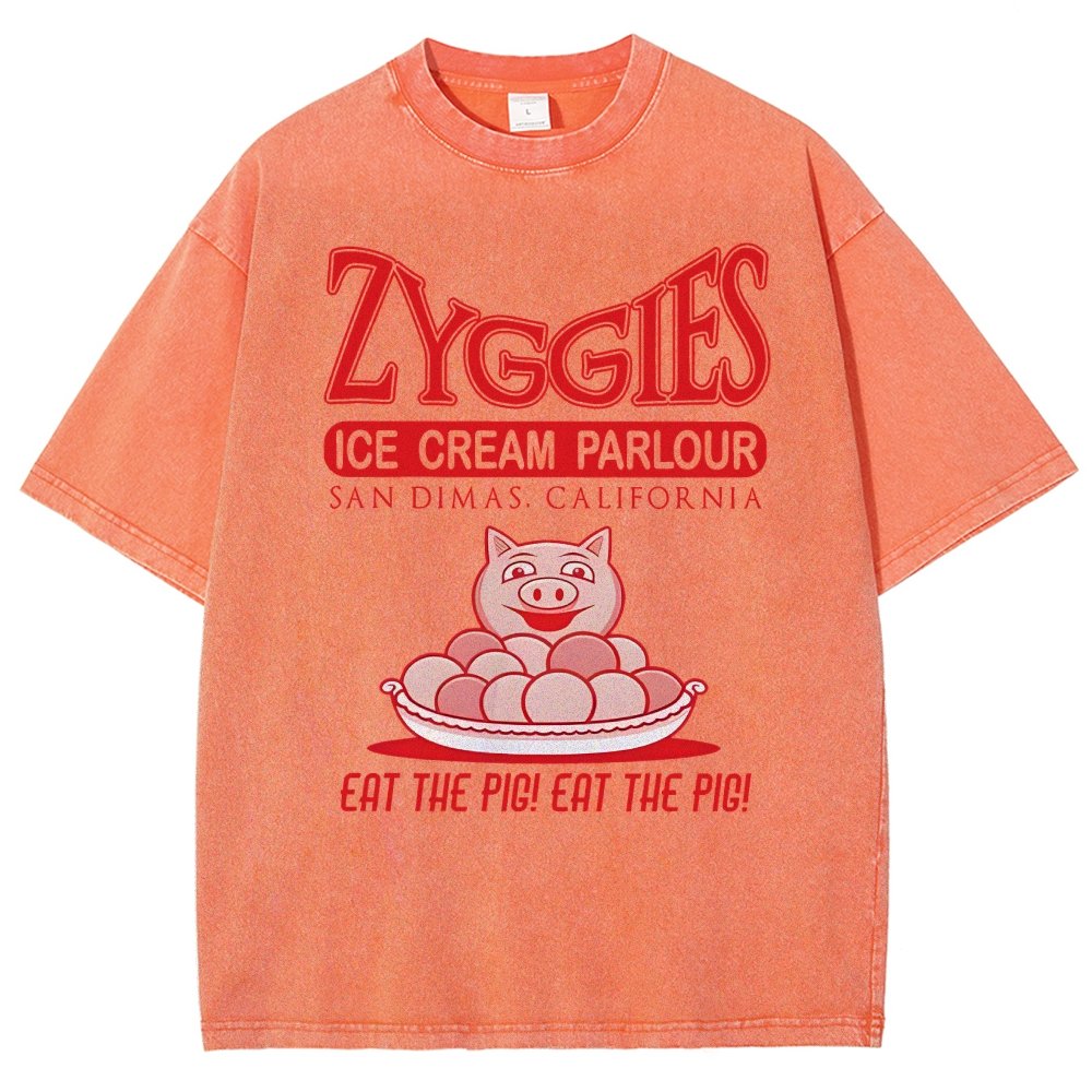 Eat the Pig at Sunny Ice Cream Parlour Ringer Vintage Distressed T-shirt