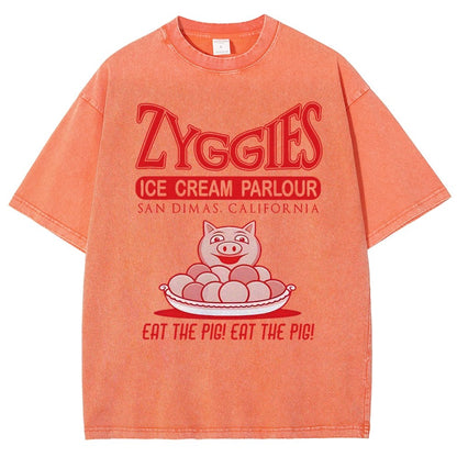 Eat the Pig at Sunny Ice Cream Parlour Ringer Vintage Distressed T-shirt