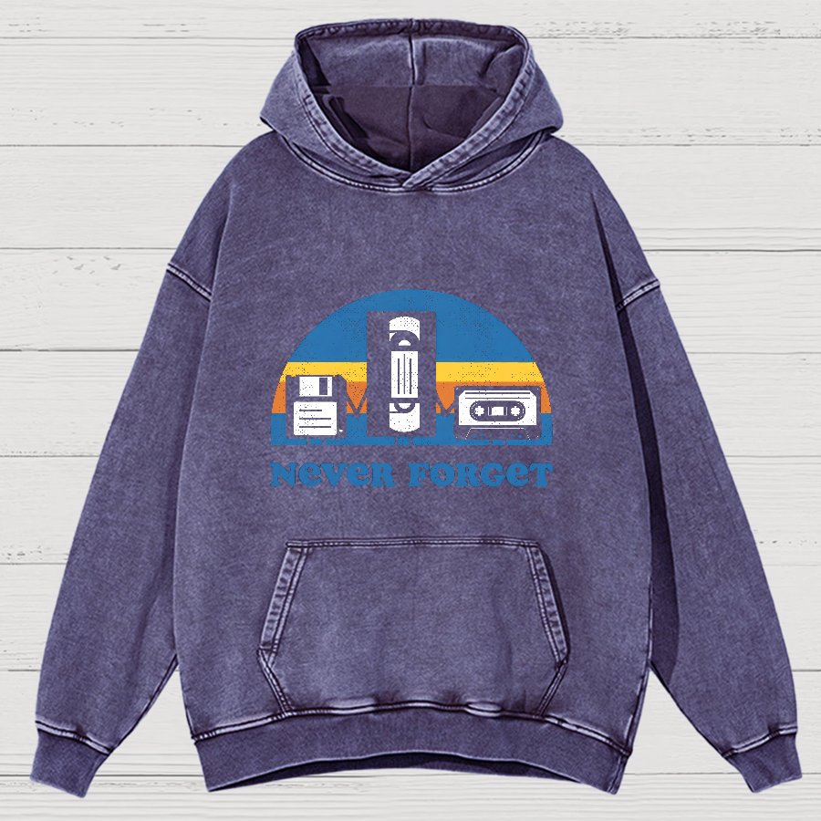 Never Forget Geeky Vintage Distressed Hoodie