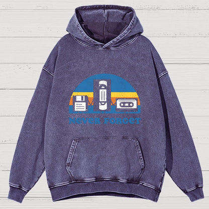 Never Forget Geeky Vintage Distressed Hoodie