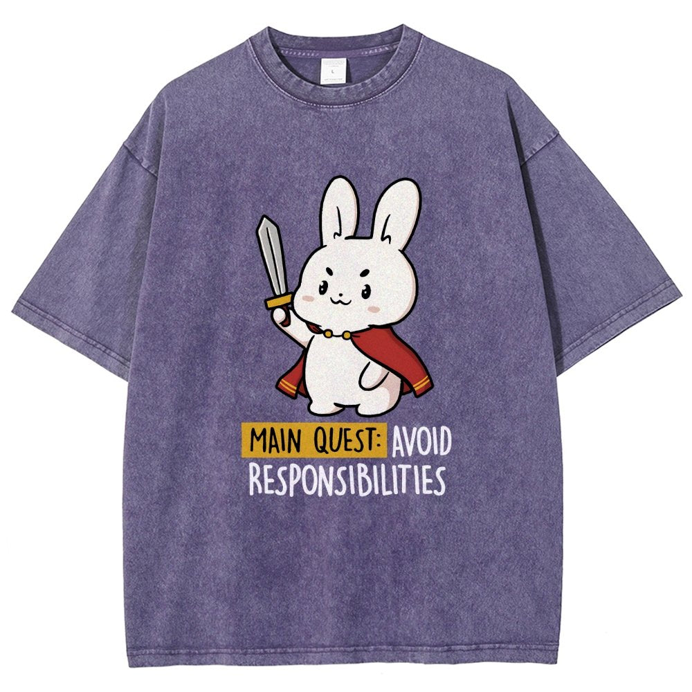Main Quest Avoid Responsibilities Vintage Distressed T-shirt