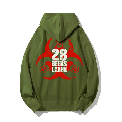 28 beers later Printed Back Unisex Cotton Hoodie