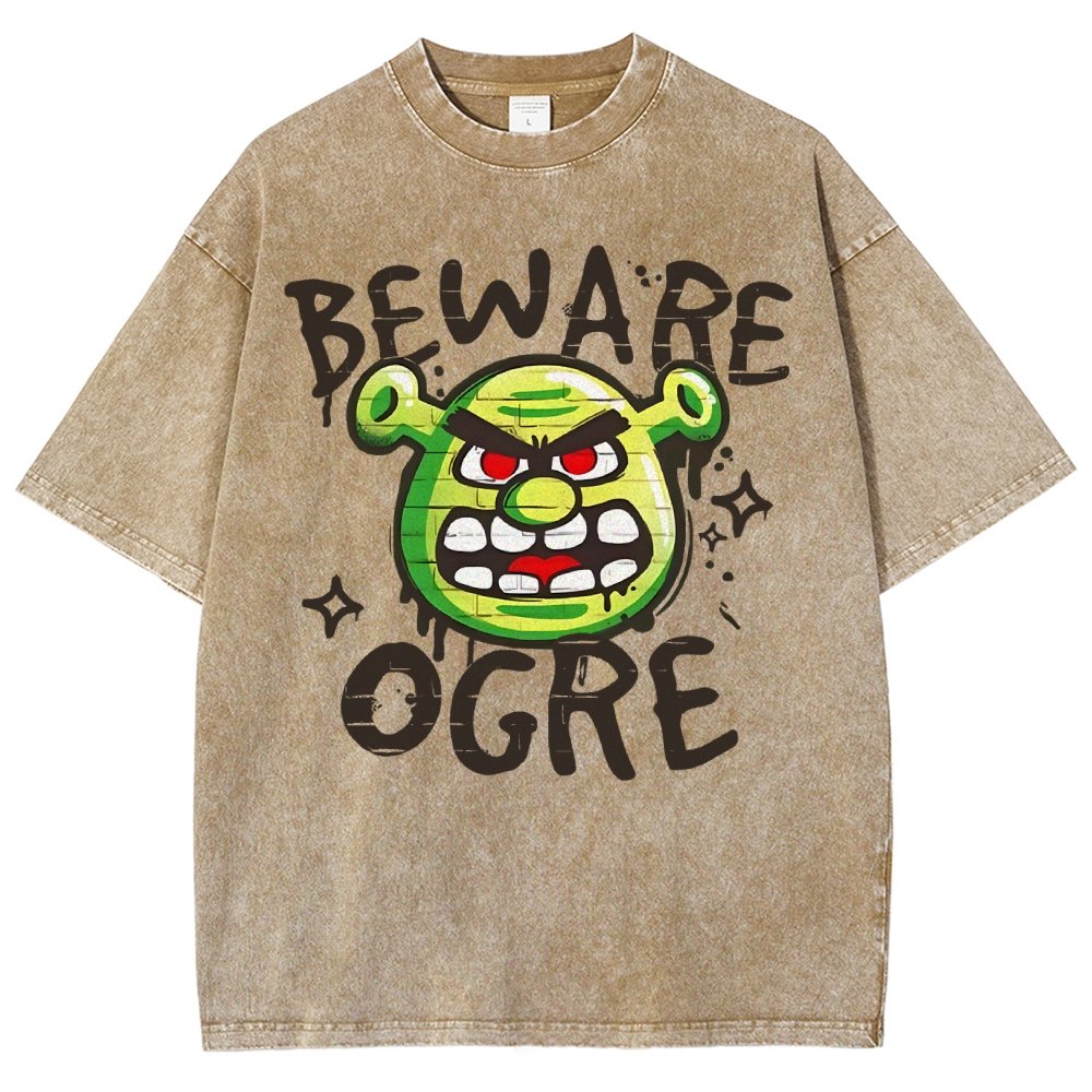 Beware Ogre Graffiti Vintage Distressed T-shirt