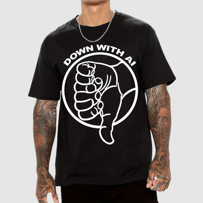 DOWN WITH AI Geek T-Shirt