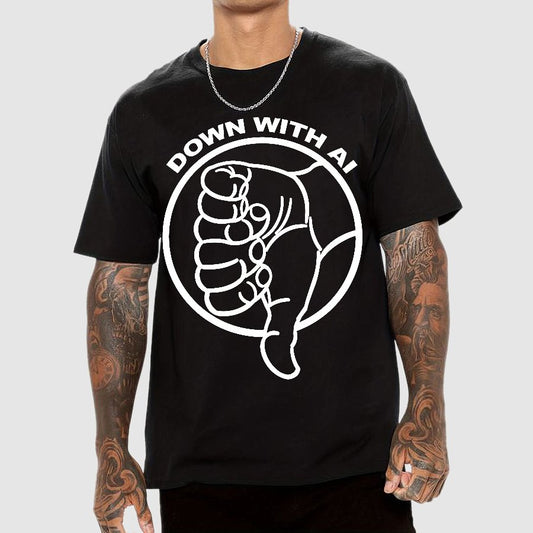 DOWN WITH AI Geek T-Shirt