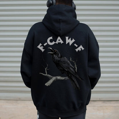 F-Caw-F Funny Crow Printed Back Unisex Cotton Hoodie