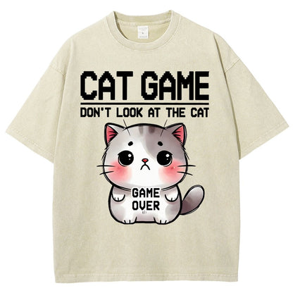 Funny Cat Game-Game Over Vintage Distressed T-shirt