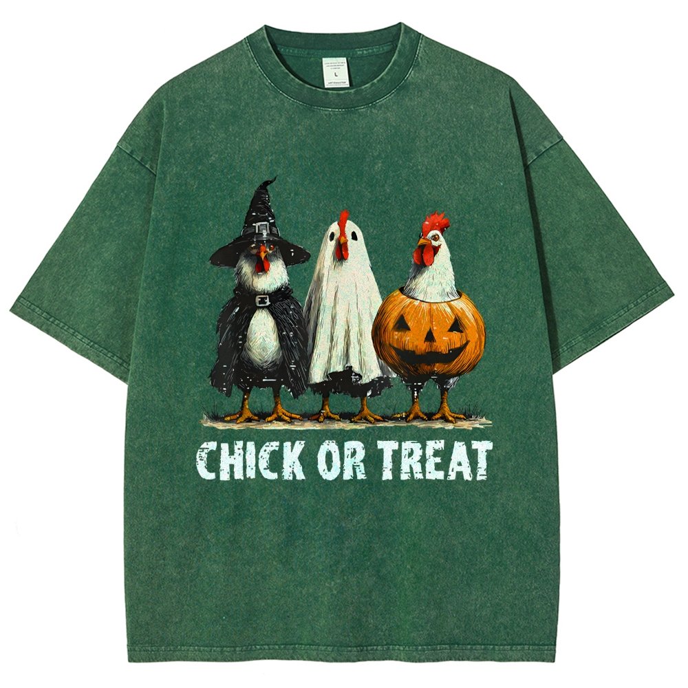 Halloween Chick or Treat Vintage Distressed T-shirt