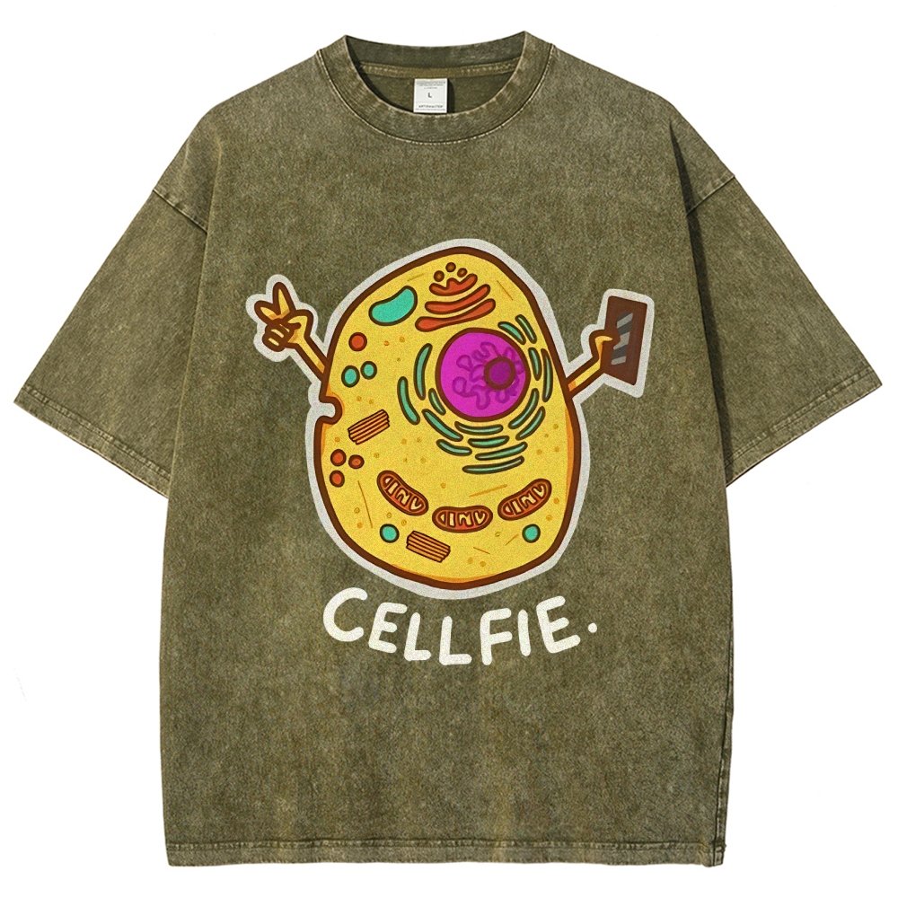 Biology pun Cell-Fie Vintage Distressed T-shirt