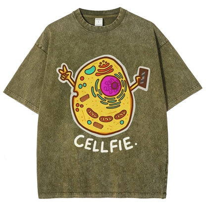 Biology pun Cell-Fie Vintage Distressed T-shirt