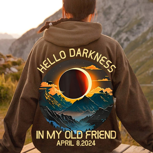 Hello Darkness My Old Friend Nerdy Graphic Geek Printed Back Cotton Hoodie