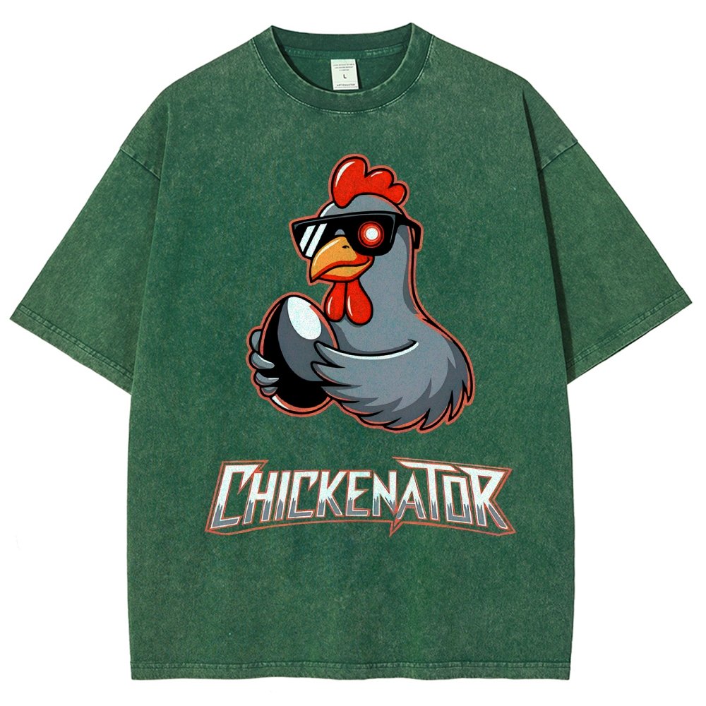 Chickenator The Future Chicken Vintage Distressed T-shirt
