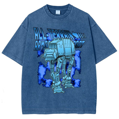 Mega Terrain Mecha Transport Vintage Distressed T-shirt
