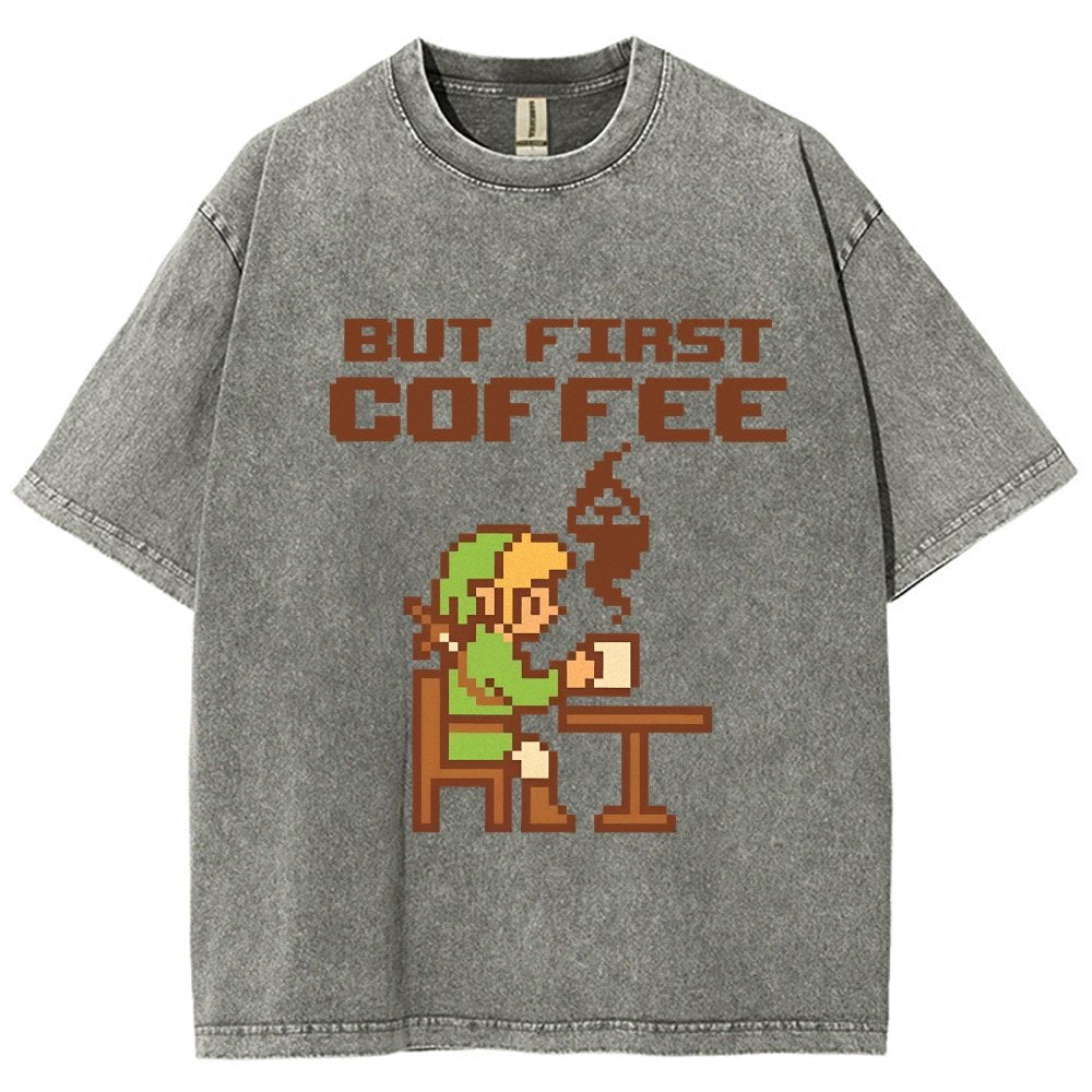 But First Coffee Vintage Distressed T-shirt