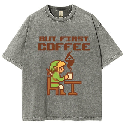 But First Coffee Vintage Distressed T-shirt