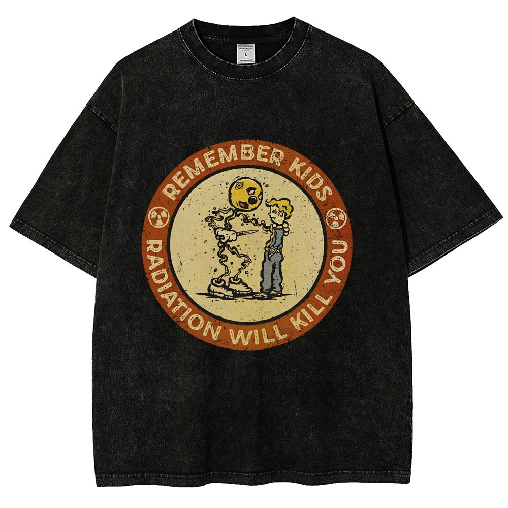 Vintage Radiation Warning Vintage Distressed T-shirt