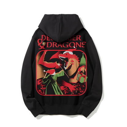 December & Dragons Printed Back Cotton Hoodie