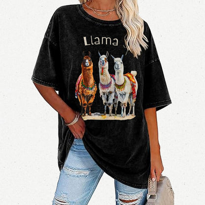 3 Llama Vintage Distressed T-shirt