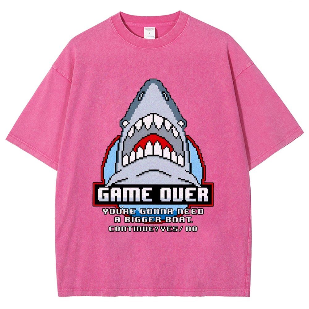 Game Over Shark Vintage Distressed T-shirt