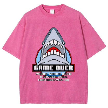 Game Over Shark Vintage Distressed T-shirt