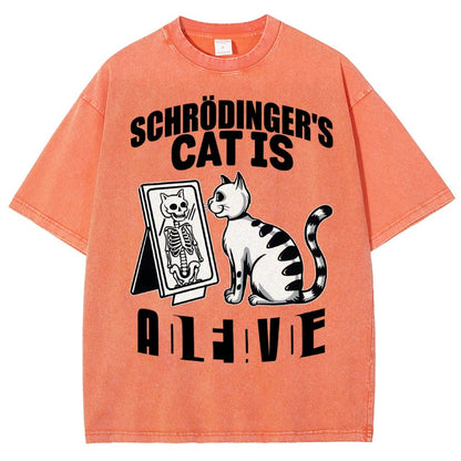 Schrödinger's Cat Dead And Alive Männer Vintage Distressed T-shirt
