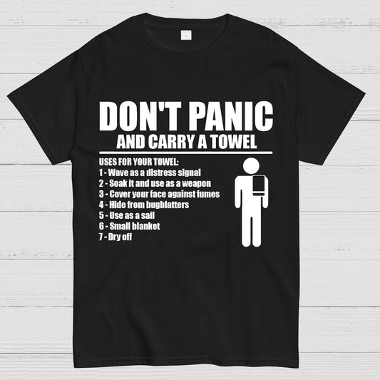 Don't Panic And Carry A Towel Geek T-Shirt